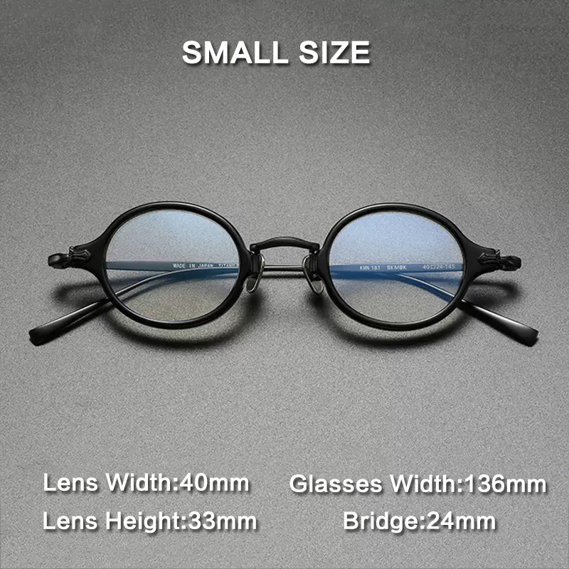 Montura de gafas de titanio de acetato Vintage para hombre, montura de gafas pequeña redonda ultraligera, gafas de de lujo de para mujer: Castaño