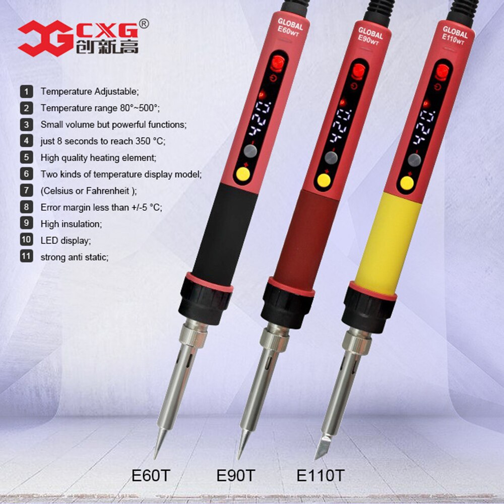110V/220V CXG E60WT LED Digital Adjustable Electric Soldering Iron 60W Constant temperature Soldering Station E60W