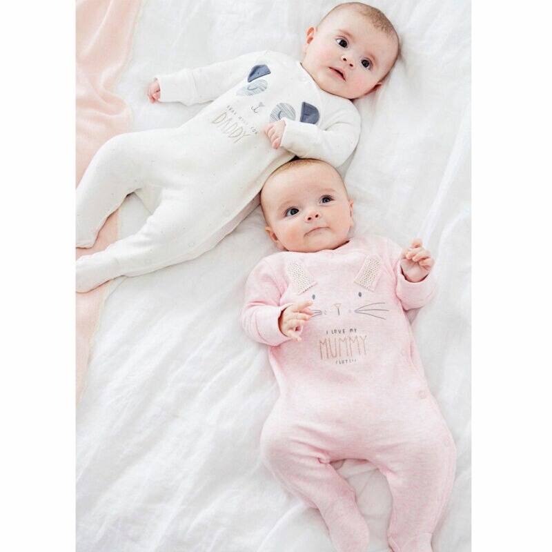 Spedbarn tegneserie bjørn babyklær jente og takrenne langermet pappa mamma baby bukse babygrow sovedress baby bukse 0-18 måneder