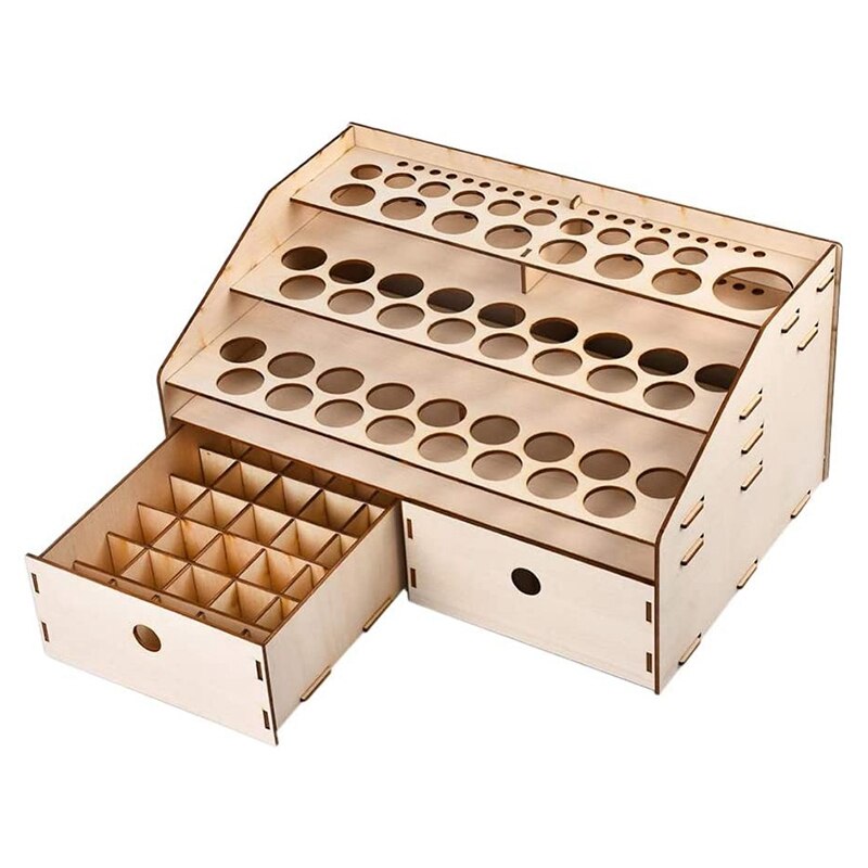 Wooden Paint Rack Stand Pigment Ink Bottle Paint Tool Storage with Cabinet Holder Organizer
