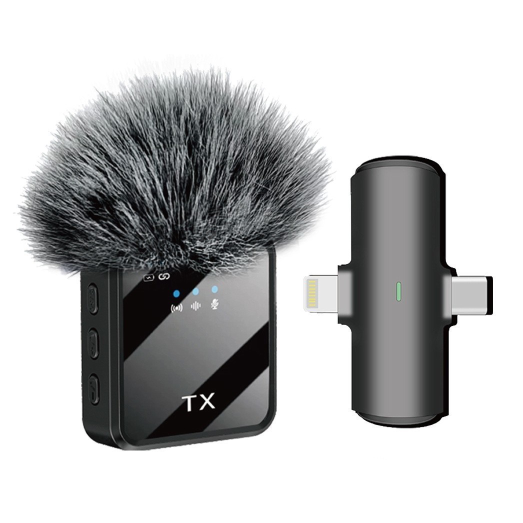 draadloze microfoon Ruisonderdrukkende mini voor Apple Android Opladen Draagbare podcast Ruisonderdrukkende clip-on microfoon: Beige