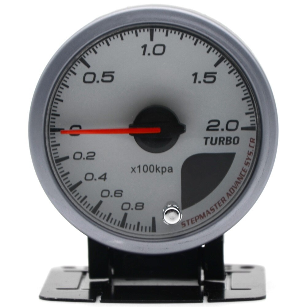 Dragon Gauge 60MM 2.0 BAR /-30-30 PSI Boost Turbo Gauge White Face Dual Led Color Display: 2 BAR