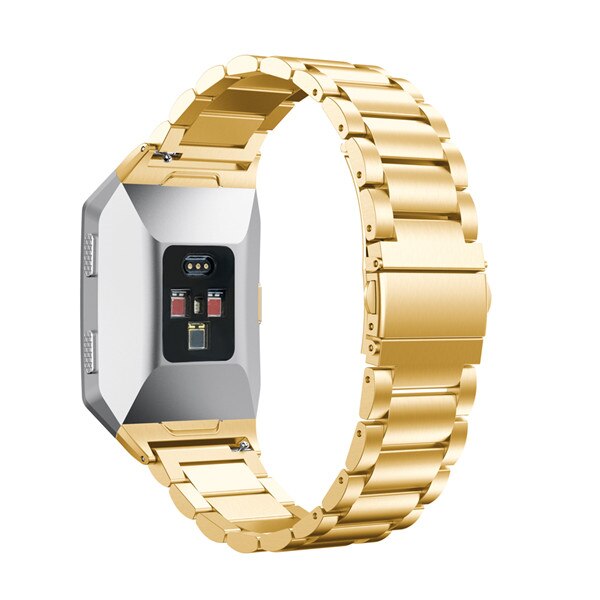 Uhrenarmband für Fitbit ionisch Edelstahl Metall Lederersatzhandschlaufe für Fitbit ionisch Clever Uhr Band Armbinde uhr: Gold