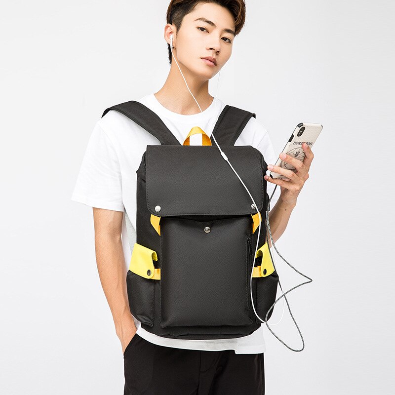 Solid Color Canvas Men's Backpack Travel Laptop Backpack for Boys Girls School Bookbag Students Teenage Men Women Lovers Bags