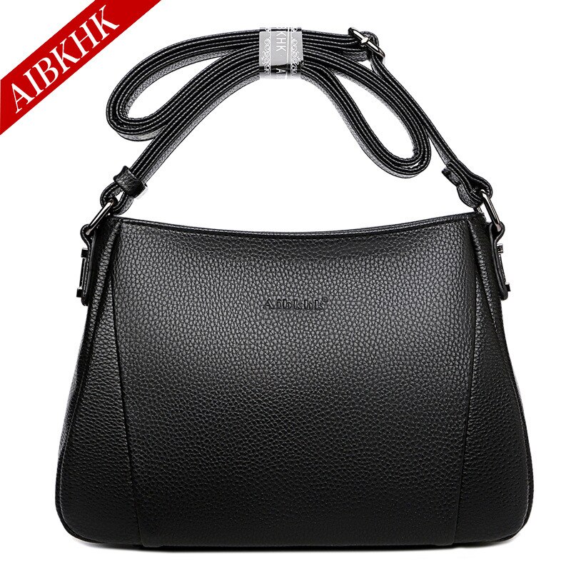 Bolso de europea y americana para mujer, bandolera de piel suave minimalista para madres de mediana edad y personas mayores, M637: Black