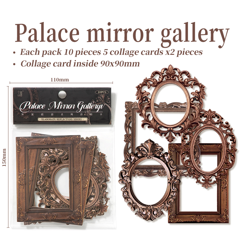 Marco de la serie de marcos Vintage, material de Collage temático, papel de álbum de recortes, suministros de diario de chatarra hechos a mano, 4 estilos, 10 piezas: Gris claro