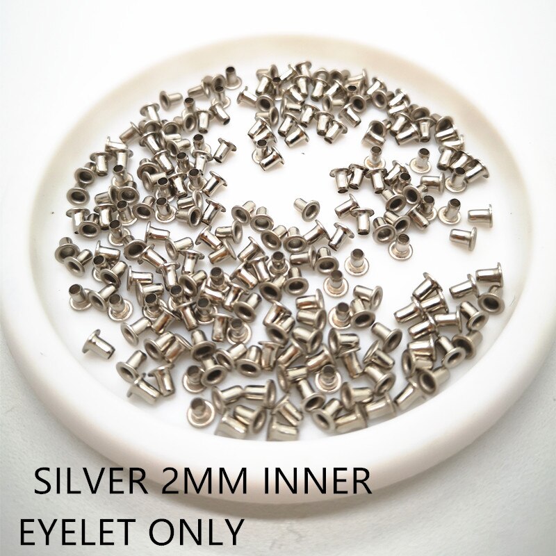 Mini Ösen Niet-Tasche Dekorative Huhn-Eye-Schnalle MINI 400 stücke mit Werkzeug-Kits: 2mmsilver