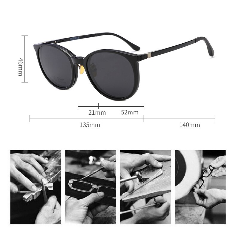 Gafas de sol polarizadas 2 en 1 para hombre y mujer, montura de gafas graduadas, con Clip magnético, para miopía,