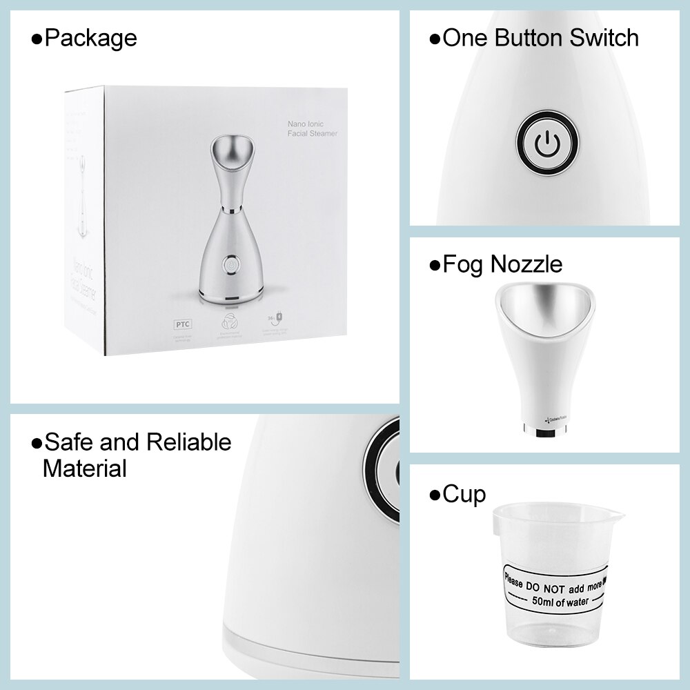 Humidificador de vapor Facial iónica Nano, desatascador de poros, reducción de espinillas, Limpieza Profunda, pulverizador Facial, máquina limpiadora, estiramiento de la piel