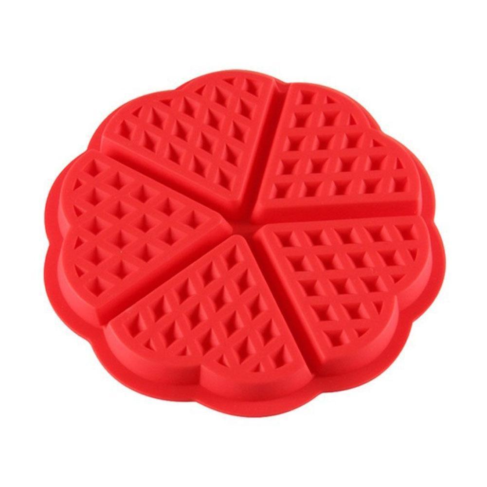 1 Pc Hartvorm Wafels Mold Silicone Rood 5-Cavity Mold Cake Jelly Candy Oven Chocolade Muffin Magnetron Pan mold Y7X4