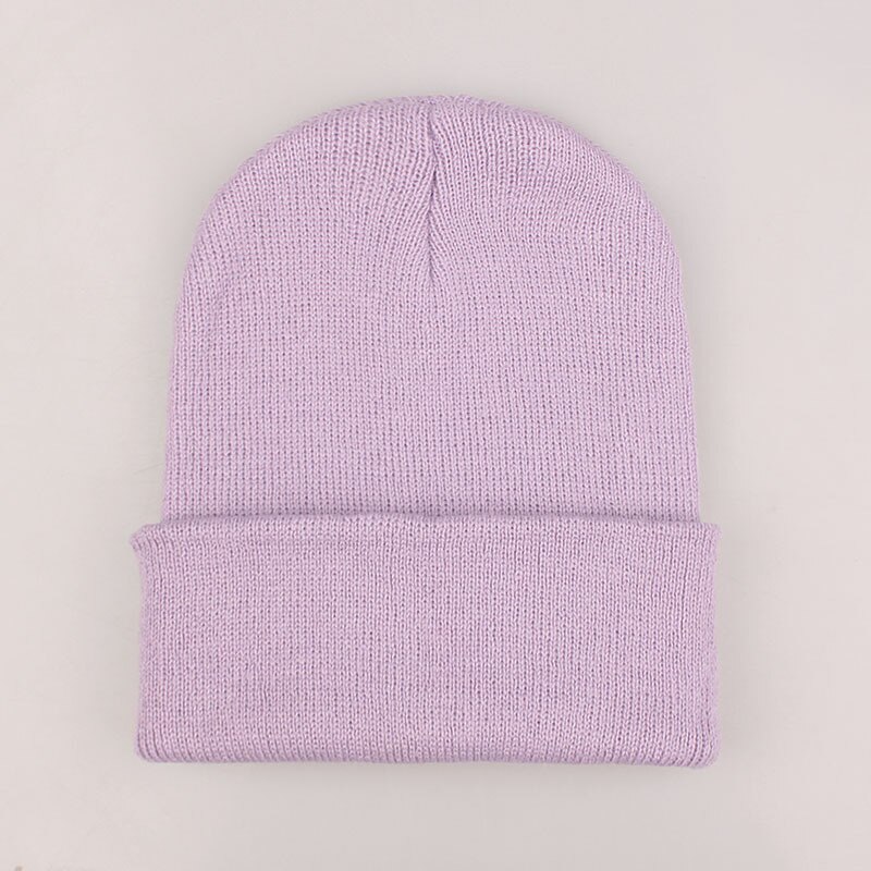 Solid Winter Beanie Hats for Women Men Warm Knitted Crochet Skullies Hat Autumn Unisex Beanies Caps Boys Girls Wild Accessories: Light Purple