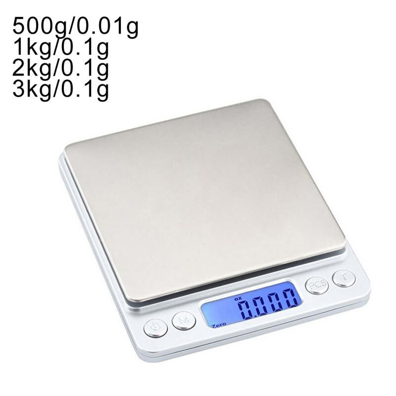 Lcd Digitale Weegschaal 500G/1/2/3Kg 0.01/0.1G Mini Elektronische Gram Gewicht weegschaal Voor Thee Bakken Weegschaal