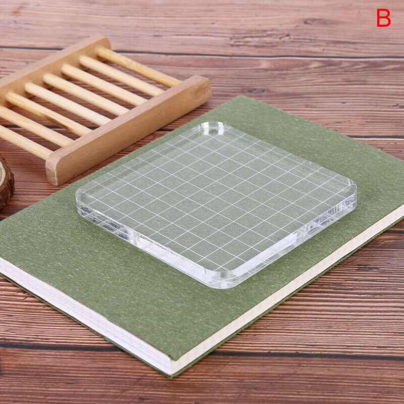 Acrylic Block Pad Clear Photo Album Decor Student Stickers Seal Stamp Block Handmade DIY Crafts Tools For Color Process: B