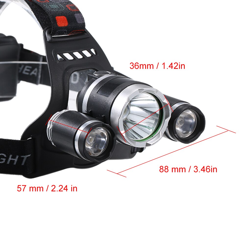 Rechargeable LED Headlamp Flashlight Waterproof 3-heads Headlight Ultra Bright Head Lamp Fishing Camping Flashlight Forehead