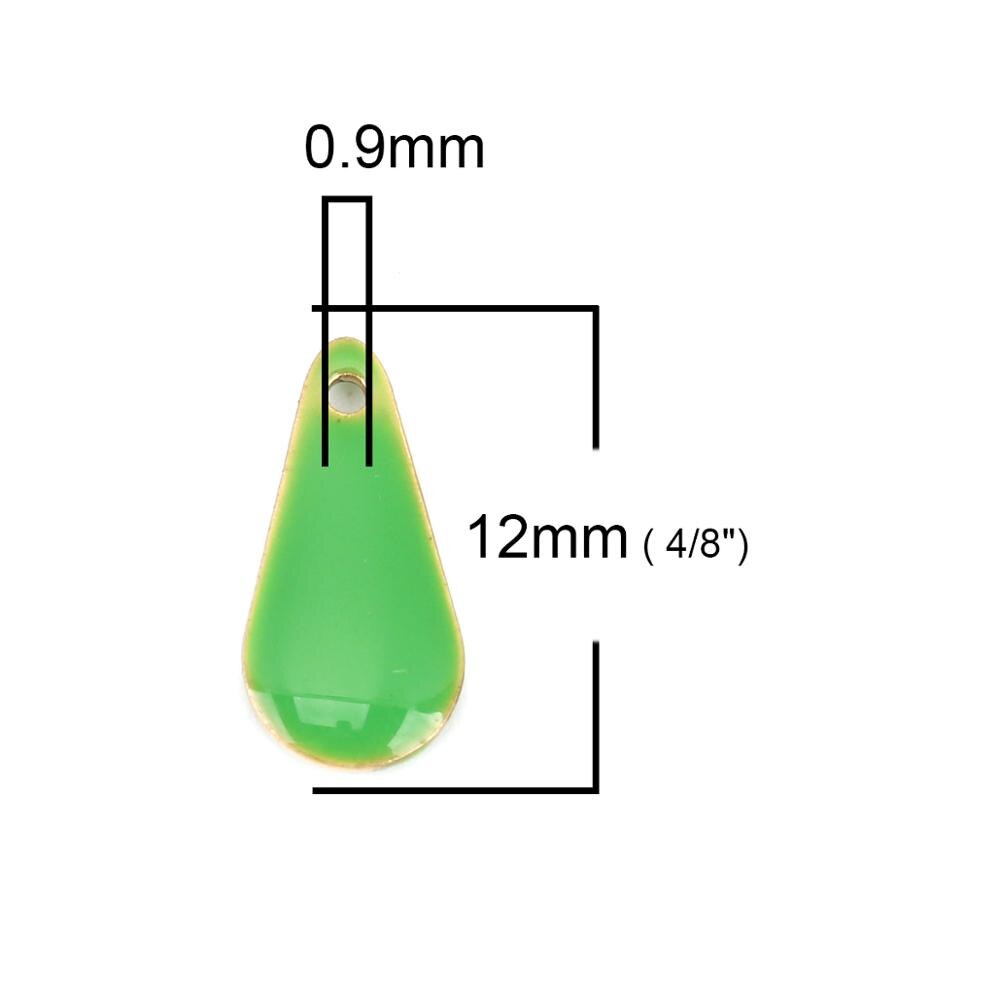 DoreenBeads Copper Enamelled Sequins Charms Pendants Brass Color Red Style Jewelry DIY 12mm x 5mm, 10 PCs: green