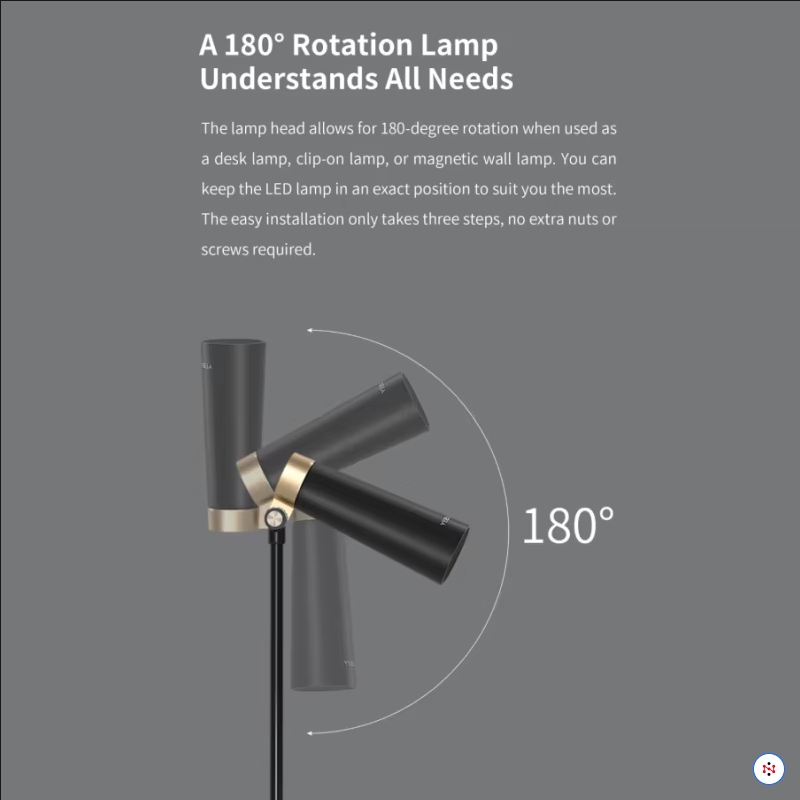 Yeelight 4- -in- -1 oplaadbare led-bureaulamp, leeslamp en decoratieve verlichting. 4 gebruiksmogelijkheden: 180 ° rotatie, kleurtemperatuur, 4000k usb-c-aansluitingen.