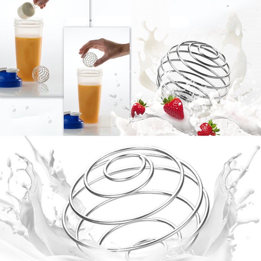 Batidor de bola de acero inoxidable Botella Mezcladora de proteínas botella de agua de Fitness batidor de leche mezclador de bebidas Gadgets Set1/4 Uds