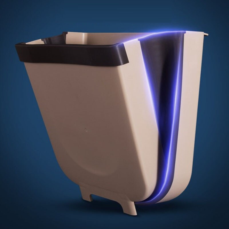 Bathroom Kitchen Waste Storage Folding Waste Bin with Drawer Cabinet Door Hanging Trash Bin Trash Can Foldable Trashcan HM018
