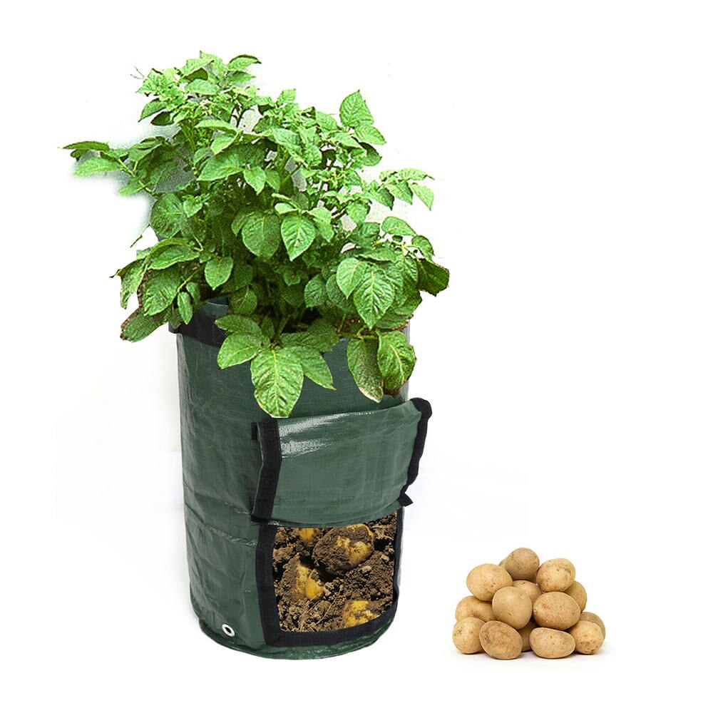 2 Pcs Organic Waste Kitchen Garden Yard Compost Bag Environmental PE Cloth Planter Vegetable Plant Grow Bag