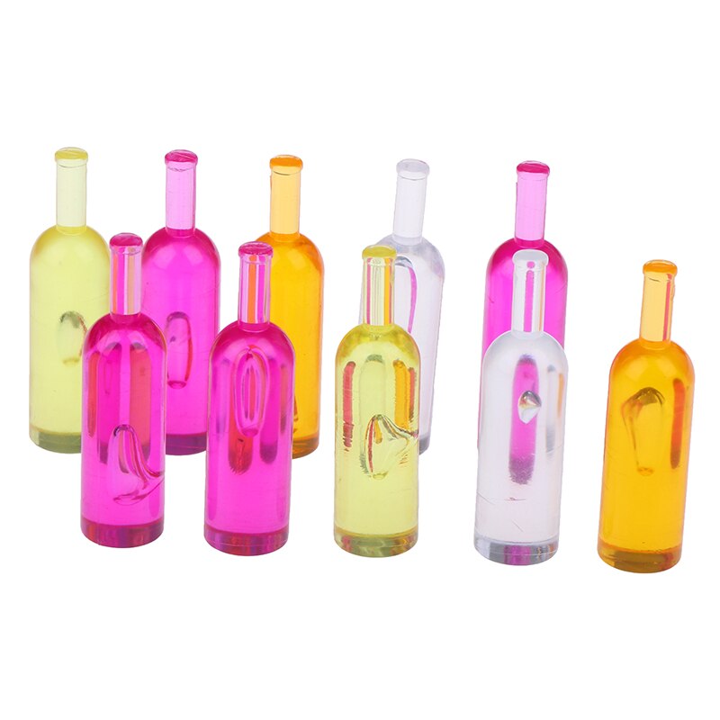 10pcs/set 1:12 Dollhouse Miniature Colorful Wine Bottles Models Toys Pretend Play Toy