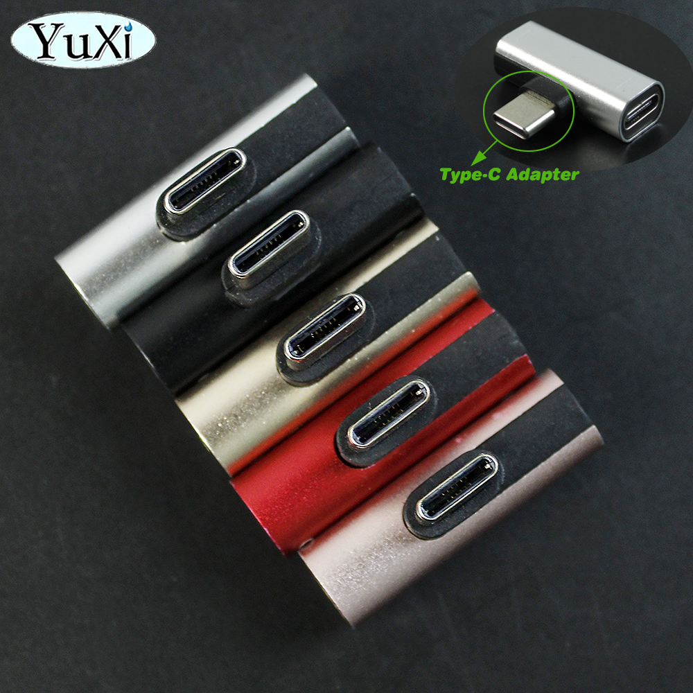 1Pc Usb C Splitter Type C Mannelijk Naar Dual Type C Vrouwelijke Koptelefoon Opladen Adapter Converter Voor Huawei Samsung Telefoon Adapter