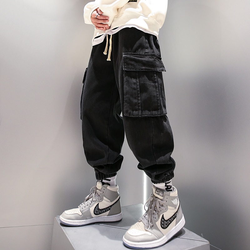 Pantaloni harem de marime mare hip hop coreean blugi de primăvară pantaloni de jogging casual pentru bărbați îmbrăcăminte de stradă kpop pantaloni de jogging largi