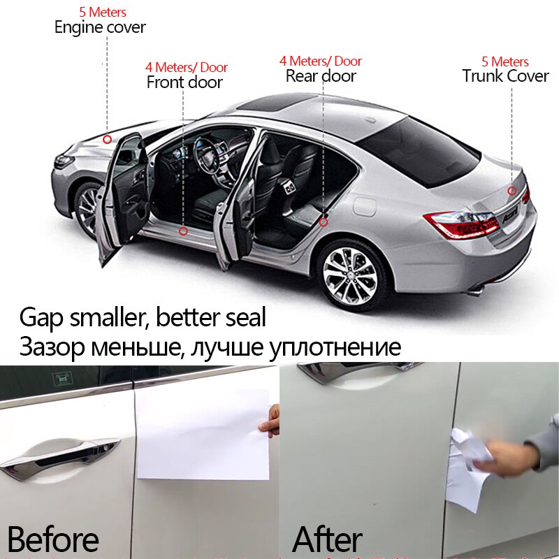B forme voiture porte joint bandes son autocollant en caoutchouc pour Ford Mondeo mk4 Focus 2 3 mk3 Fiesta mk7 Ranger Fusion Kuga Ka accessoires