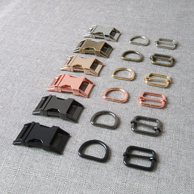 10 Sets 25 Mm Heavy Metal D Ring Richter Riem Bandjes Slider Release Gesp Snap Sluiting Voor Paracord Halsband diy Accessoires