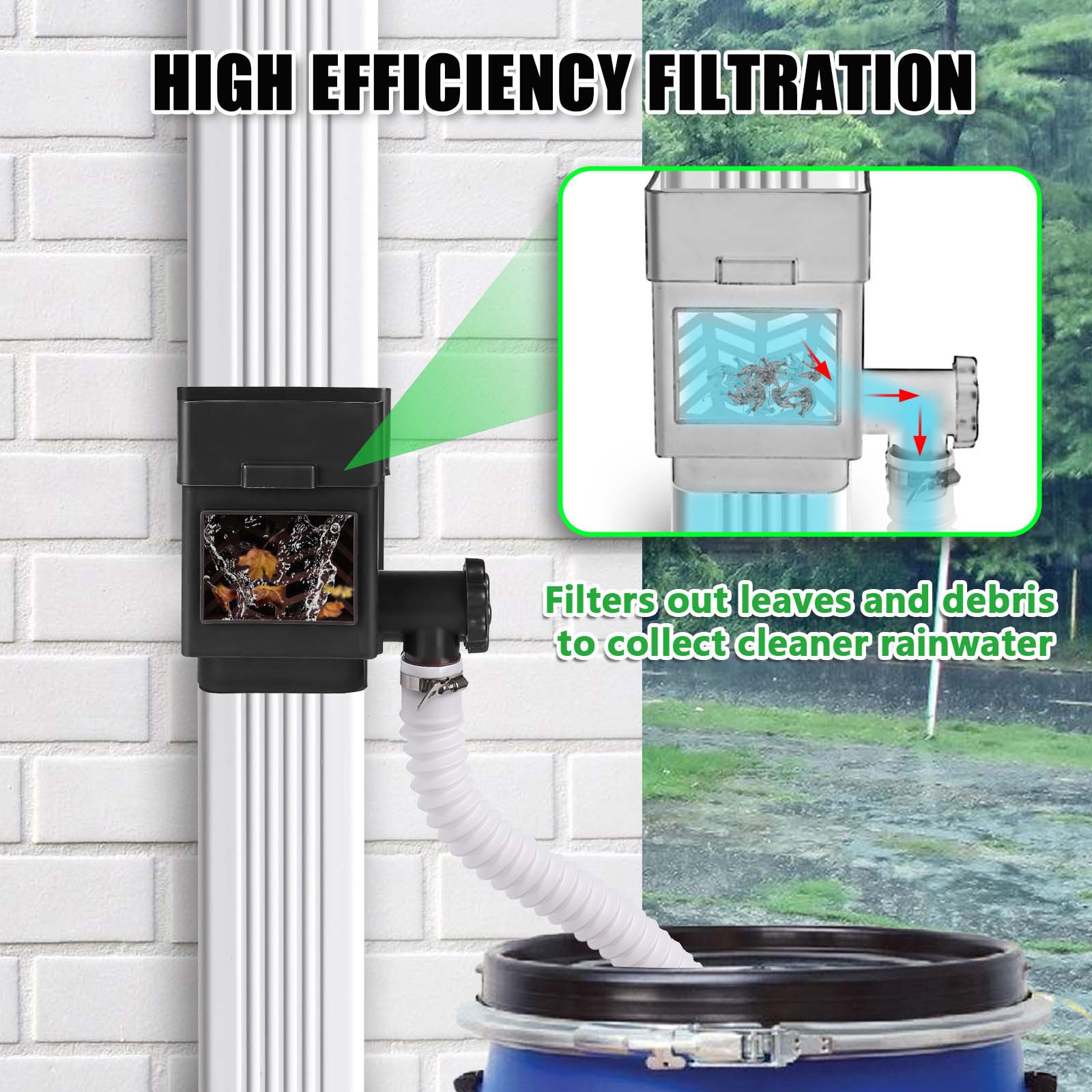 Rain Water Collection System High Performance Accessories Rainwater Collector for Downspouts Lawn Watering Backyard Gardening