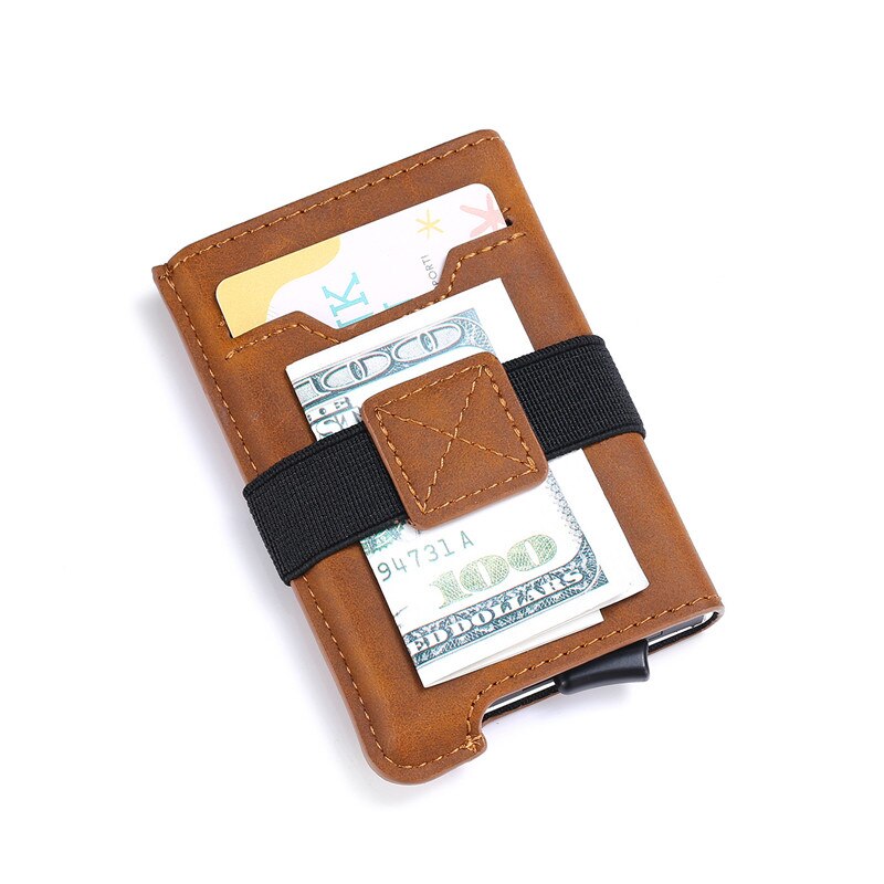 ZOVYVOL RFID Credit Card Holder Automatic Pouch for Credit Card Men And Women Unisex ID Case PU Leather Wallets: Brown 198598