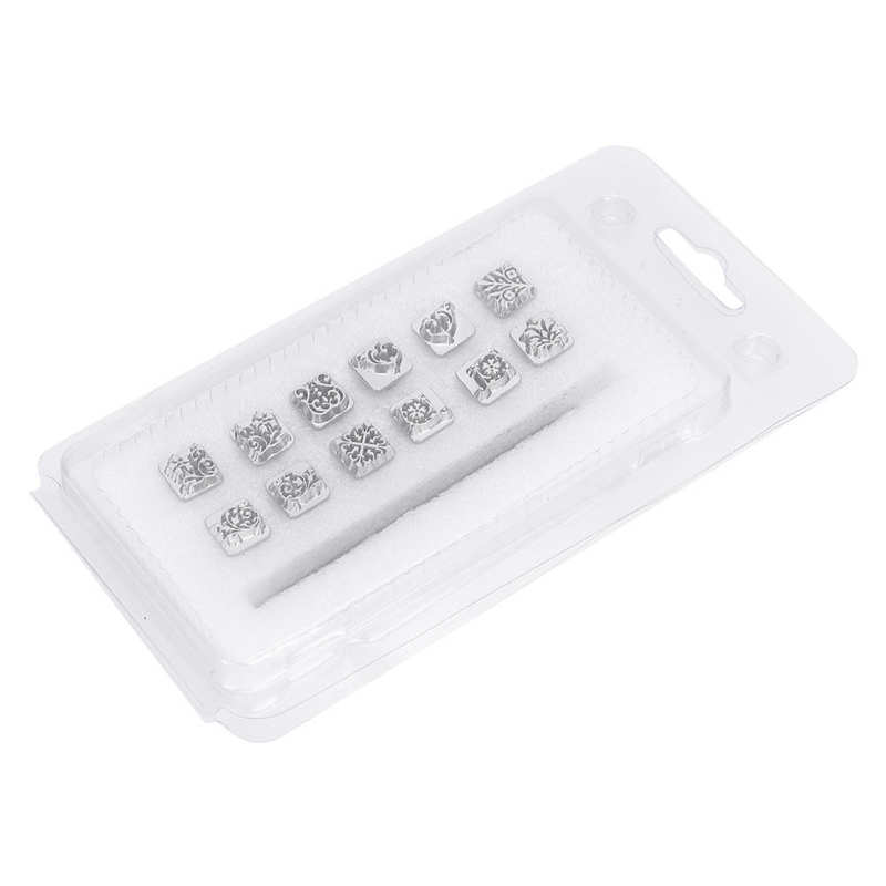 12 st metall stämpel stansverktyg tang dynastin blomma gör det själv vegetabiliskt läder stamper läder hantverk utskrift punch stämplar set