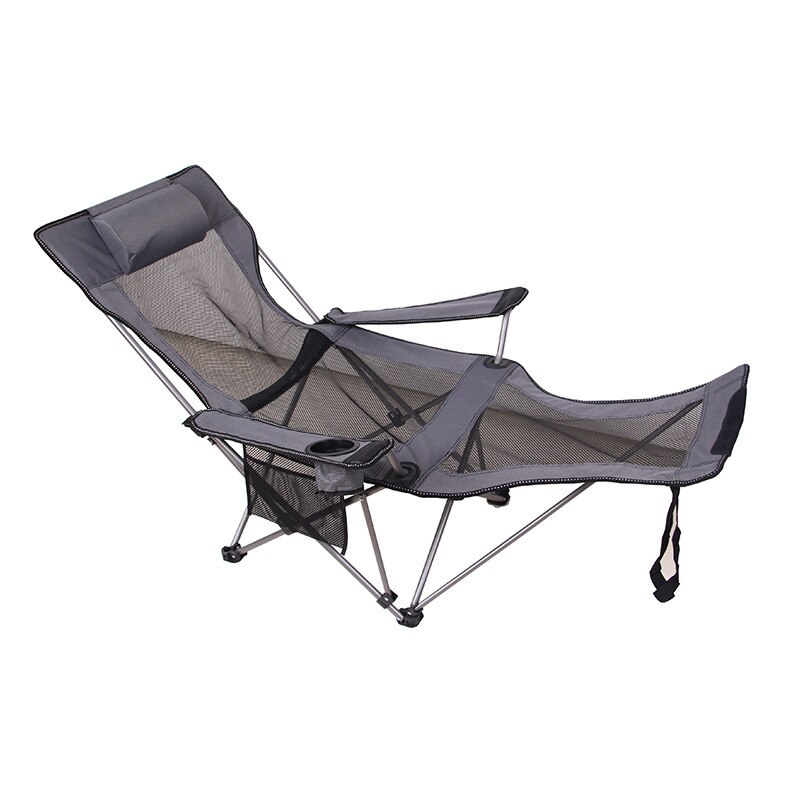 Draagbare Rugleuning Outdoor Vouwen Fauteuil Draagbare Back Vissen Dek Stoel Camping Leisure Kruk Lunchpauze Strand Kan Liggen: grey mesh back