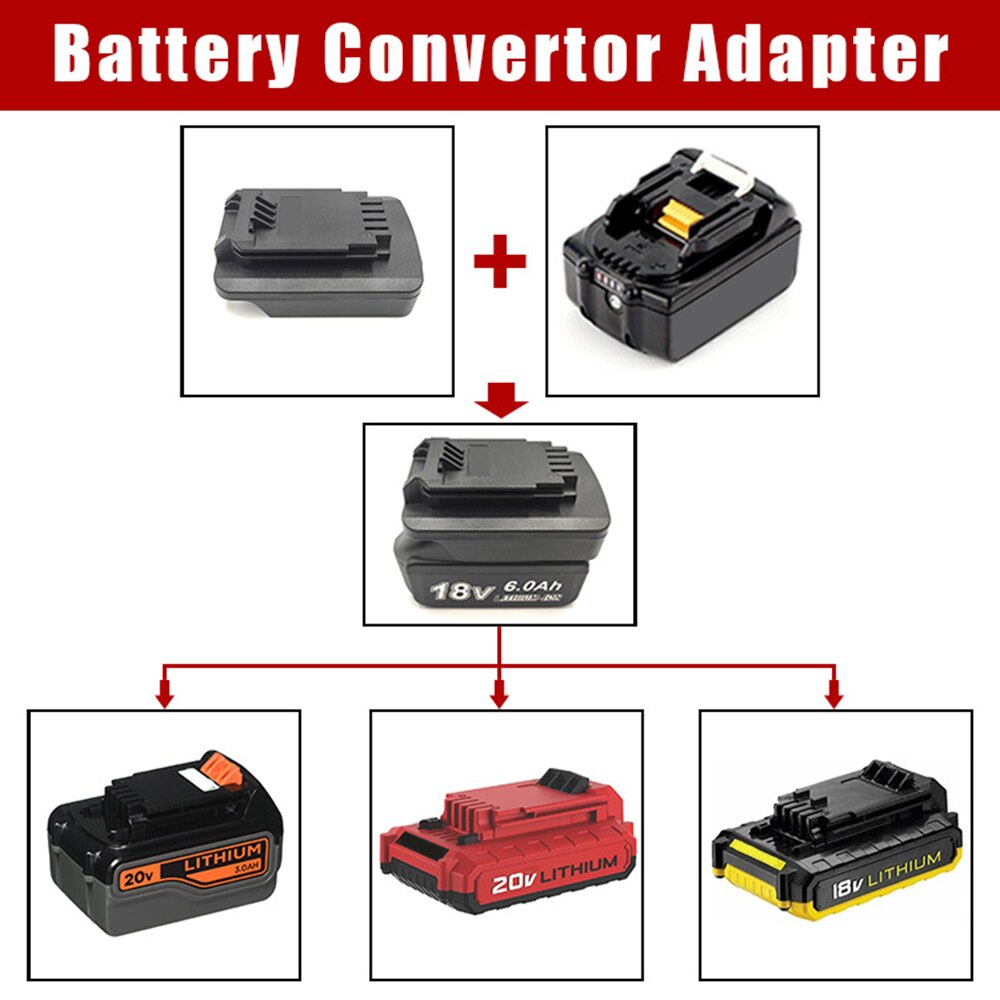 Battery Adapter Convert For Makita 18V Slider Battery To For Black&Decker/Stanley 18V/20V Li-ion Battery With Battery Indicator