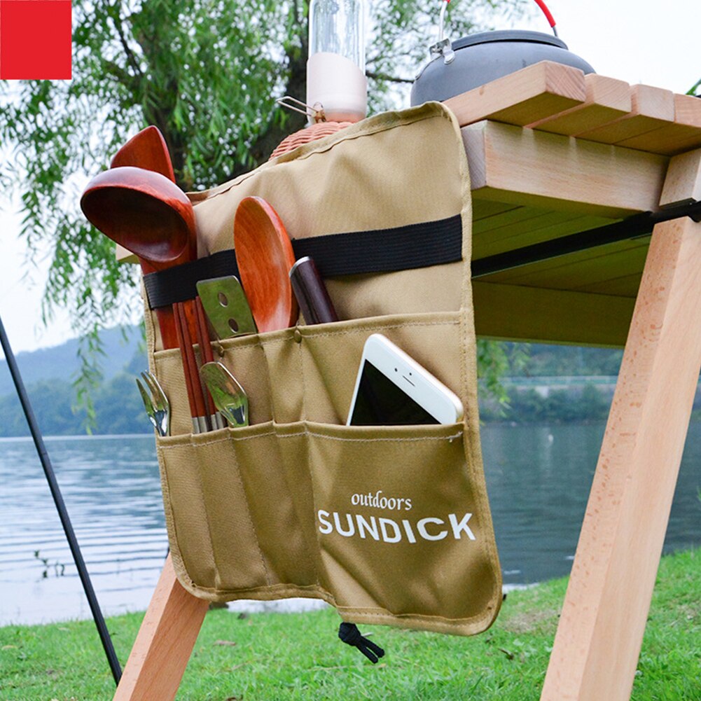 Sundick 900d oxford duk bärbar utomhus camping picknick servis förvaringsväska hängbar bestick organisator camping väska