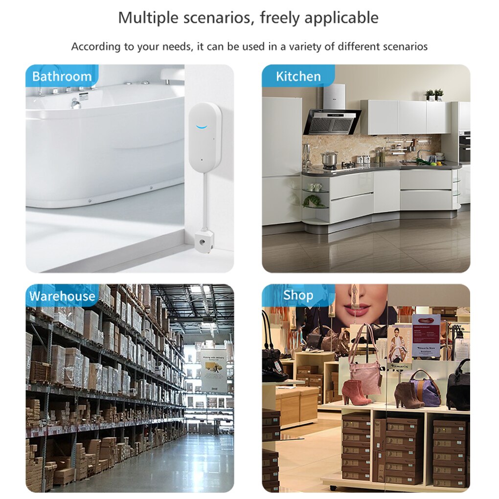 Water Leakage Alarm WiFi Smart Overflow Sensor Home Kitchen Water Leak Detector Bathroom Security Supplies