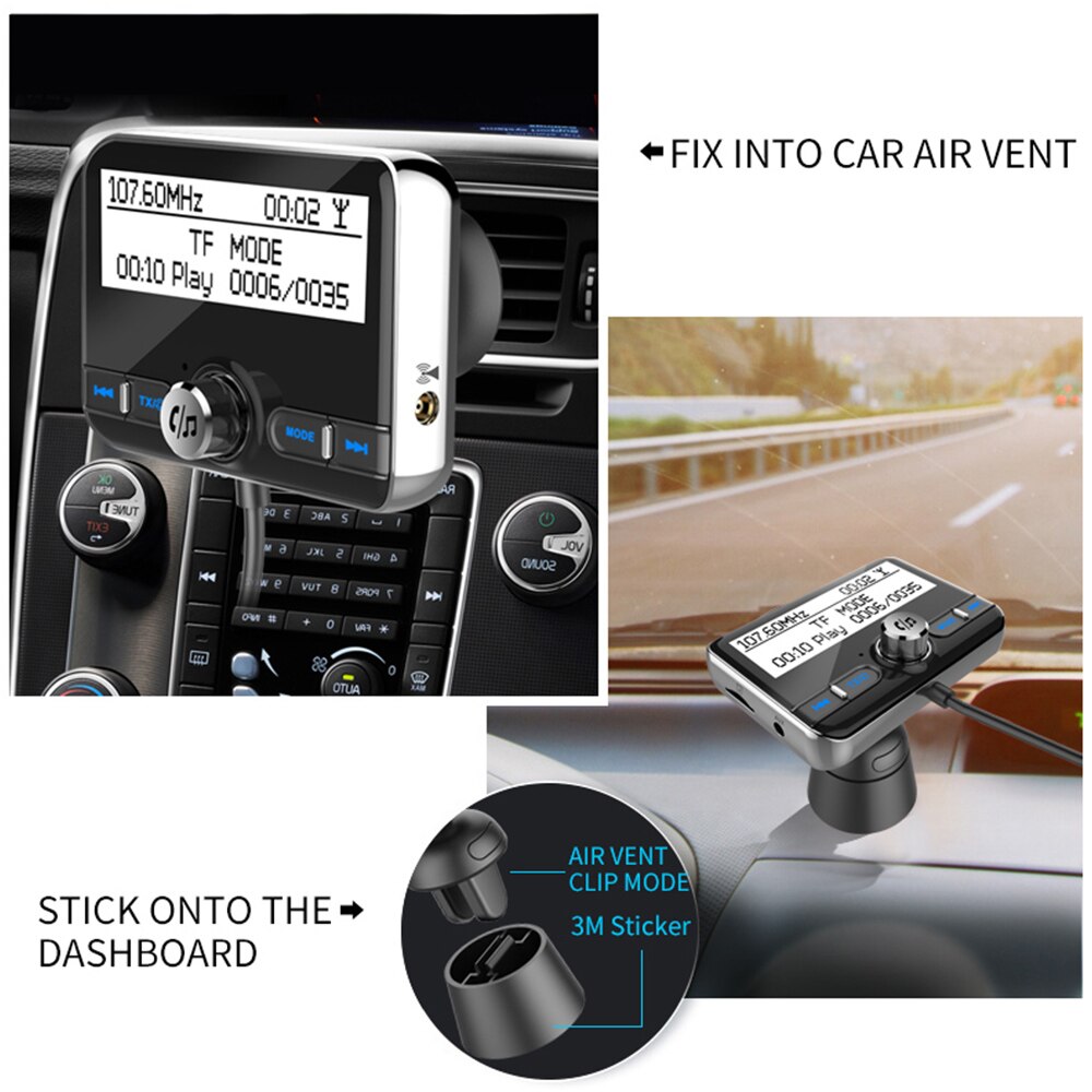 DAB002 DAB Digital Radio Receiver BT4.2 FM Transmitter LCD Display USB Charger for Car (Only for Countries that have DAB Signal)