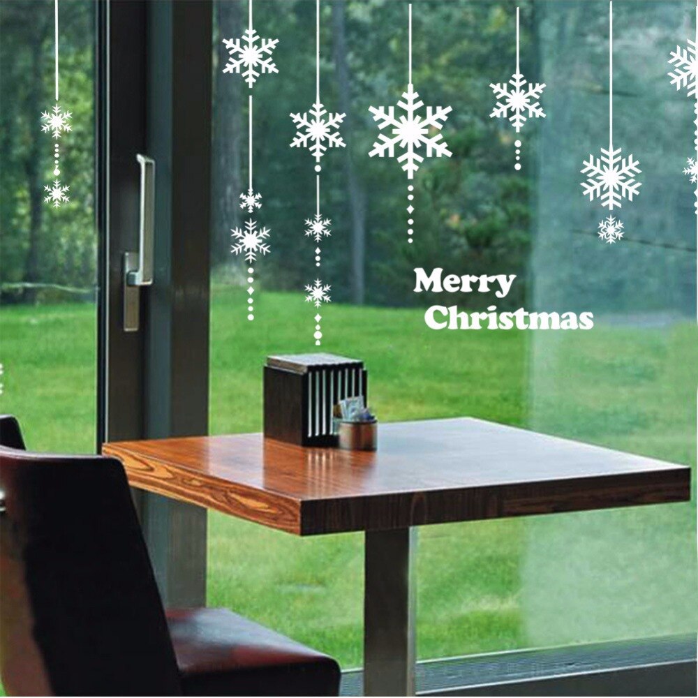 Vrolijk Kerstmis Sneeuwvlok Muurstickers Woonkamer Achtergrond Muurstickers Raamdecoratie Glas Stickers Vinyl Muurschilderingen M09