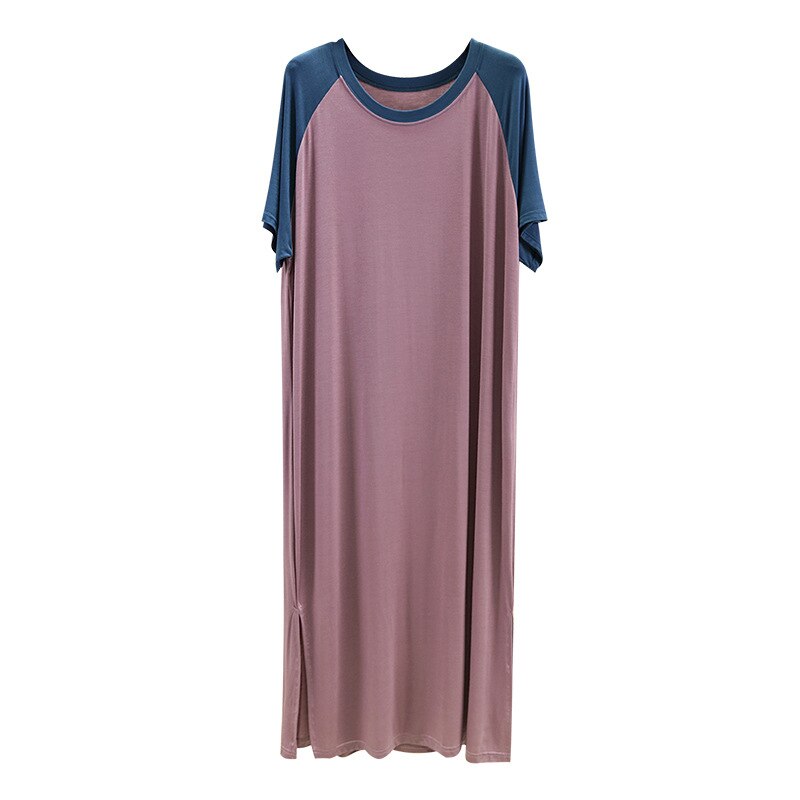 Modal Plus Size Long T Shirt Nightie Nightgowns For Women Short Sleeve Fluffy Nightshirt For Old Lady Elderly Sleep Gowns Dress