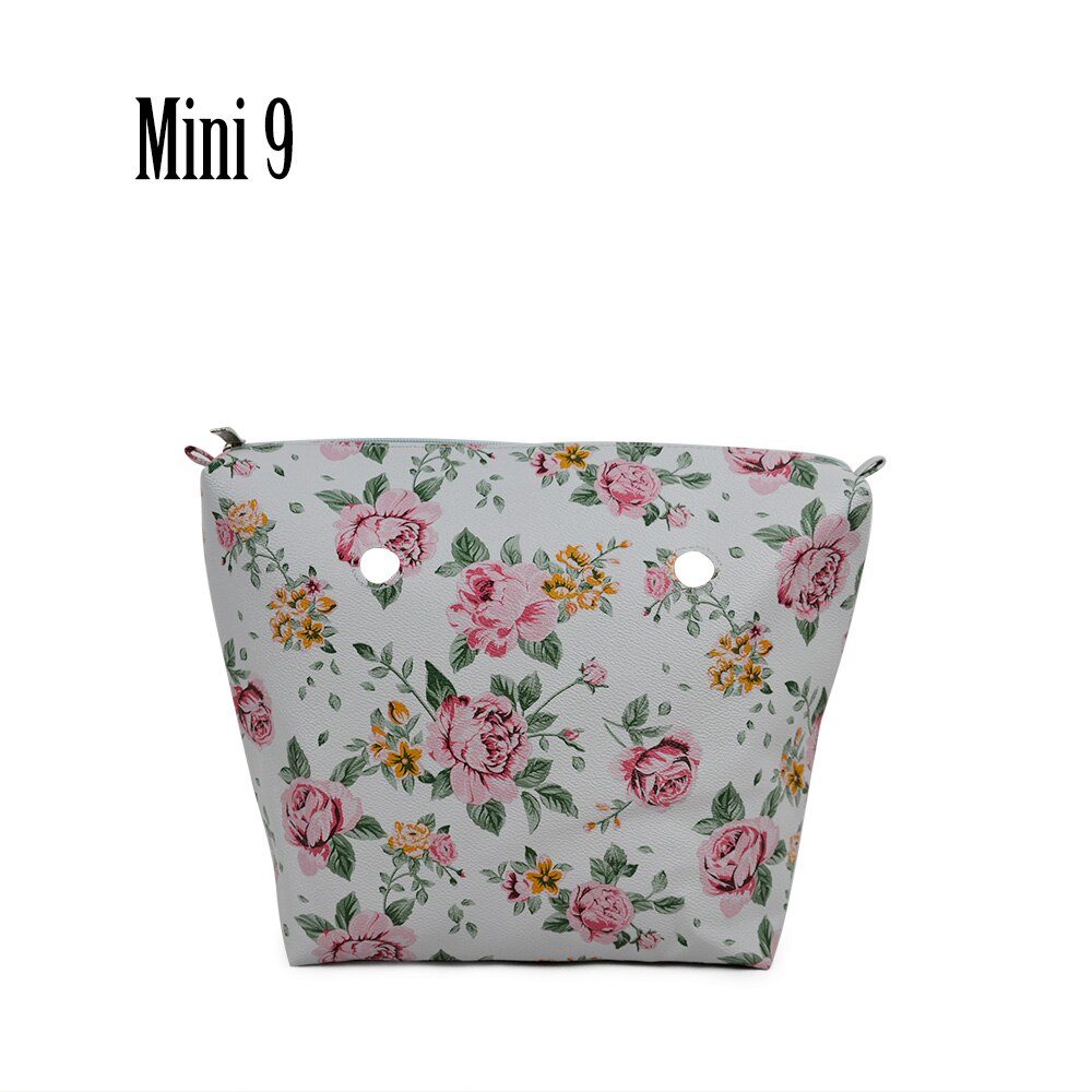 Inner Zipper Pocket Floral PU Leather Lining Waterproof Insert for Big Classic Mini Obag EVA O BAG Women Handbag: mini 9