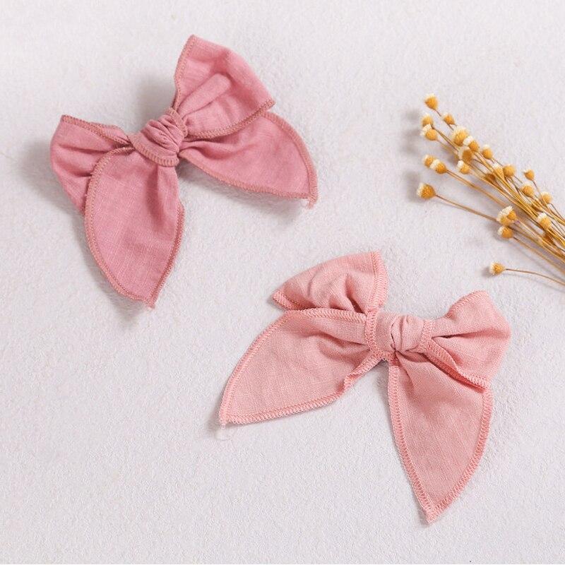 Baby Hair Clips Cotton Hairpin For girls Big Bows Barrettes Infant Linen Side Clips Hair Accessories Cute Hairgrips