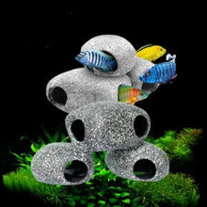 1pc Dekorative Marmor Aquarium Cichlid Stein Keramik Felsen Höhle Aquarium Aquarium Teich Garnelen Zucht Ornament Dekor