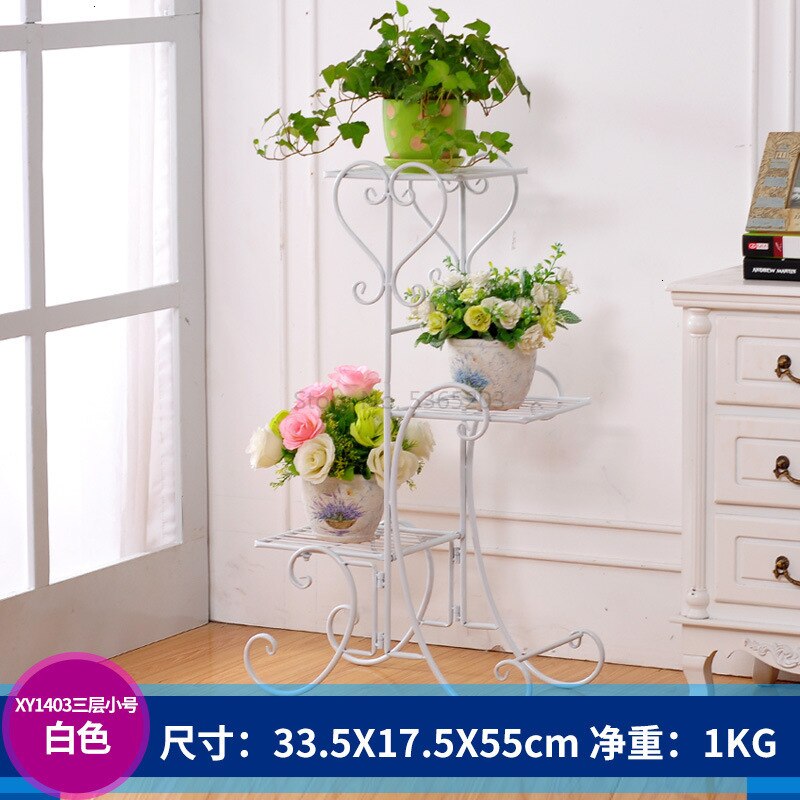 Bloemen Metalen Vloer Plank Indoor Plant Stand Bloem Rack Tuin Bloemen Stands Outdoor Plant Plank: Small 3ayer white