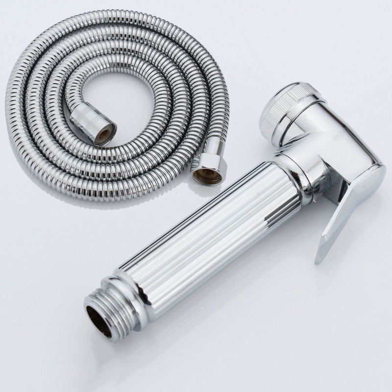 Zwart Bidet Sproeier Messing Materiaal Kraan Douche Systeem Anale Douche Jet Systeem Wc Metgezel Butt Wassen Helper Huisdier Schoonmaken: 626A-CHROME.HOSE