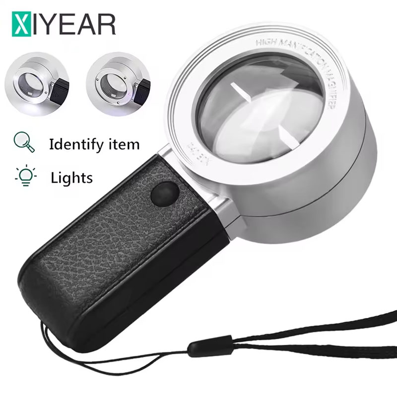 30X Vergrootglas Met Professionele LED Licht Dubbellaags Optische Bril Lens Handheld Loep Vergrootglas Voor Sieraden lupa
