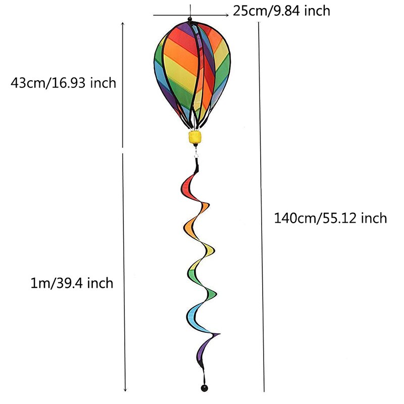 1Pc Rainbow Stripe Windsock Air Balloon Wind Spinner Outdoor Kids Toy