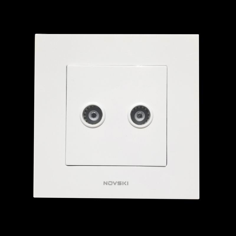 Argento Placcato il Doppio antenna TV Presa A Muro PC Pannello Bianco 86*86 millimetri, cavo coassiale Connettore Spina Presa TV