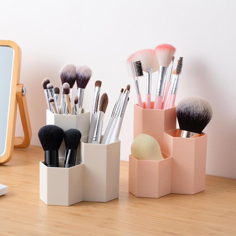 Caja de almacenamiento para brochas de maquillaje, organizador de mesa, soporte para cosmética de uñas pulidas, herramientas de maquillaje, soporte para bolígrafos