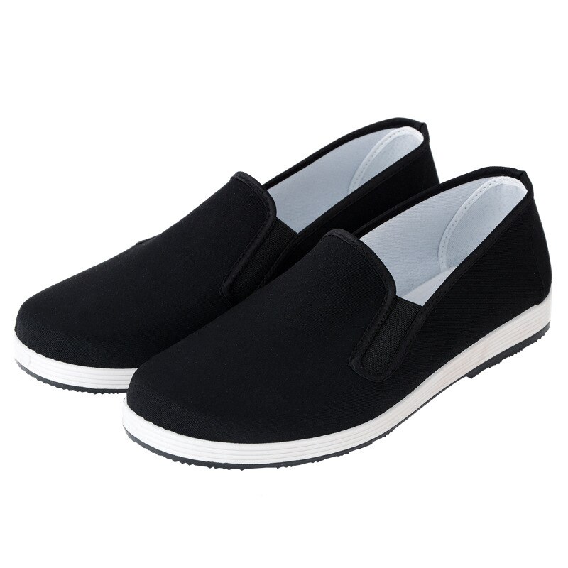 Zapatos de Kung Fu para hombre, calzado de lona de estilo chino tradicional, Tai Chi, Bruce Lee, Retro, negro, Wushu, 35-45: Black Sole / 39
