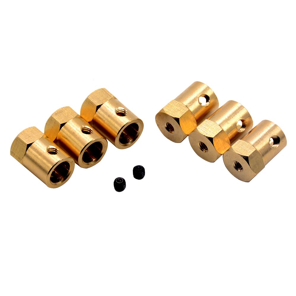 10pc Hexagonal Brass Coupling length 18mm Hex Connector Robot Accessories Shaft 3mm 4mm 5mm 6mm 7mm 8mmYellow Copper Screw Wheel