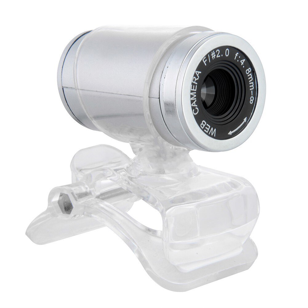 HD Webcam Desktop Laptop Web Camera Built-in Microphone Rotatable 360 Degrees for LCD Screen Notebook ND998: silver grey